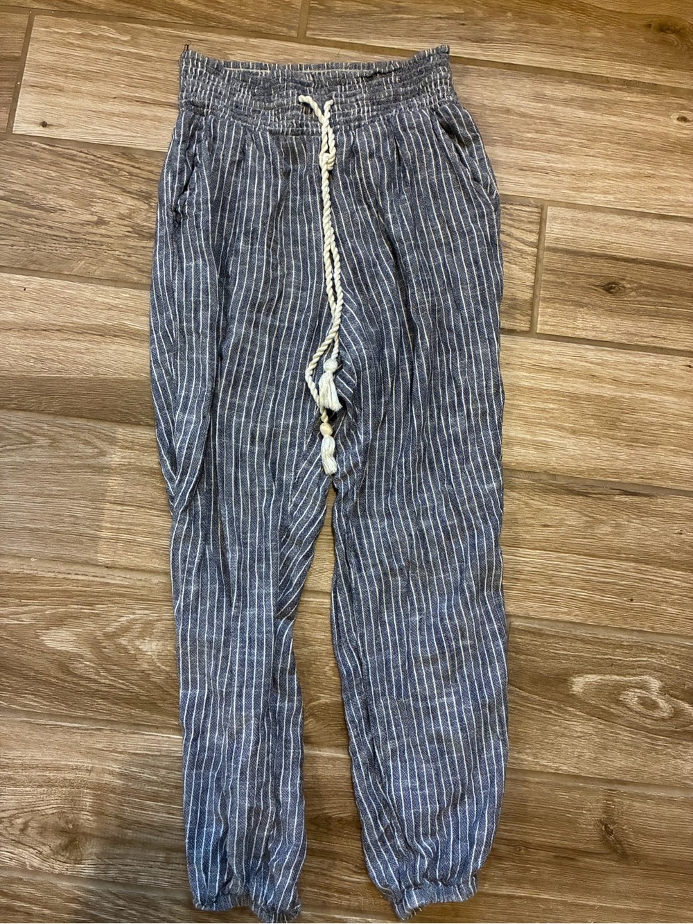 aerie Blue Striped Drawstring Joggers